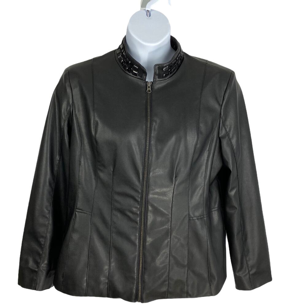 Colebrook Faux Leather Jacket Bead Collar 14/16